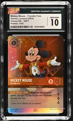 Disney Lorcana GRADED 2023 Mickey Mouse Friendly Face 18/P1 PROMO GM 10 CGC - Image 1
