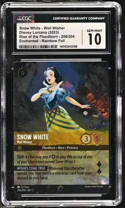 Disney Lorcana GRADED 2023 Snow White Well Wisher 206 ENC GM 10 CGC - Image 1