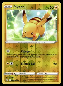Pikachu Reverse Holo 065/202 SWSH01: Sword & Shield Base Set Pokemon - Image 1