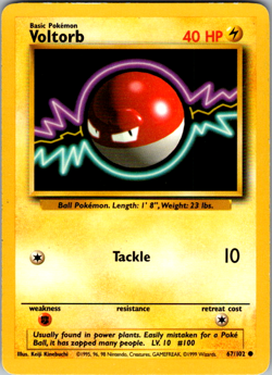 Voltorb 67/102 Base Set WOTC 1999 Vintage Pokemon Card Original - Image 1