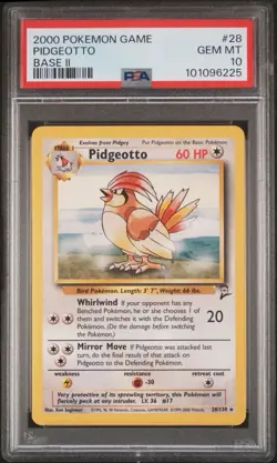 2000 Pokemon Base 2 #28 Pidgeotto PSA 10 Card GEM MINT! Trusted Seller Free Ship - Image 1