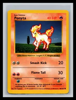 🔥 PONYTA - POKEMON TCG 1999 SET VINTAGE CARD SP # 60/102 - Image 1