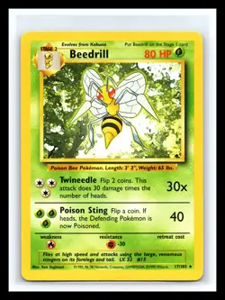 🔥 BEEDRILL NON HOLO FOIL - 1999 POKEMON TCG VINTAGE CARD # 17/102 - Image 1