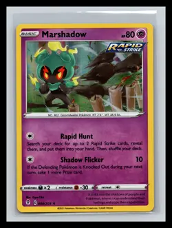 🔥 MARSHADOW RAPID STRIKE HOLO FOIL - 2021 POKEMON TCG CARD # 80/203 - Image 1