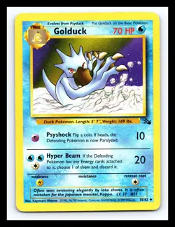 💥 Golduck 35/62 Fossil Rare Non Holo Foil Pokemon Card 1999 - Image 1
