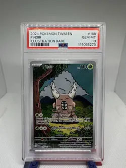 Pokemon TCG Pinsir Illustration Rare Card 168/167 Twilight Masquerade PSA 10 - Image 1