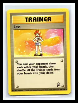 💥 Lass Trainer Non Holo Foil - Pokemon TCG 1999 Base 2 Set Vintage # 104/130 - Image 1