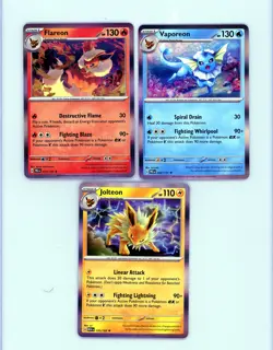 💥 3 - VAPOREON / FLAREON / JOLTEON POKEMON TCG HOLO FOIL EEVEE EVOLVES - Image 1