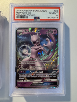 2017 Pokemon SM Shining Legends Mewtwo GX #39 PSA 10 Gem Mint - Image 1