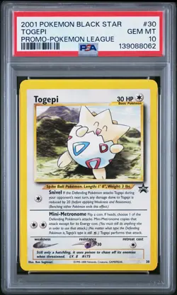 2001 POKEMON PROMO BLACK STAR POKEMON LEAGUE #30 TOGEPI PSA 10 - Image 1