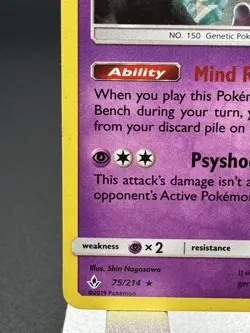 Mewtwo Unbroken Bonds 75/214 Rare Cracked Ice Holo Pokemon Card - Image 5