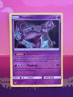 Pokemon Card Mewtwo Unbroken Bonds Cracked Ice Holo Rare 75/214 Near Mint - Image 1