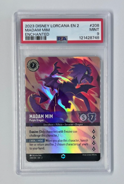 2023 DISNEY LORCANA EN 2-ENCHANTED MADAM MIM - PURPLE DRAGON - #208 - PSA 9 - Image 1