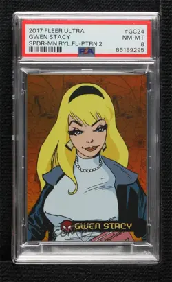 2017 Fleer Ultra Marvel Spider-Man Royal Foil Web Pattern 6/10 Gwen Stacy PSA 8 - Image 1