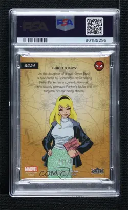 2017 Fleer Ultra Marvel Spider-Man Royal Foil Web Pattern 6/10 Gwen Stacy PSA 8 - Image 2