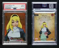 2017 Fleer Ultra Marvel Spider-Man Royal Foil Web Pattern 6/10 Gwen Stacy PSA 8 - Image 3