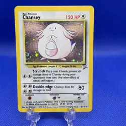 Pokemon TCG Chansey Base Set Holo Unlimited Rare Card 3/102 LP Condition SWIRL - Image 2
