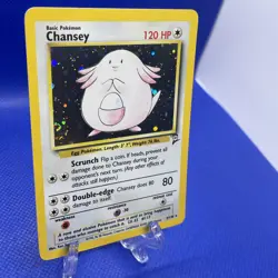 Pokemon TCG Chansey Base Set Holo Unlimited Rare Card 3/102 LP Condition SWIRL - Image 5