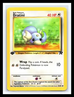 💥 1st Edition Stamp Dratini Non Holo WOTC Pokemon Card 53/82 Rocket Set 2000 - Image 1