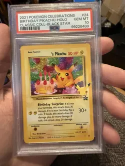 Birthday Pikachu Holo 24 Celebrations Classic Collection Pokemon PSA 10 *072 - Image 1