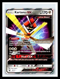 2017 Kartana GX ULTRA RARE # 70/111 Crimson Invasion Card Pokemon TCG Holo Foil - Image 1