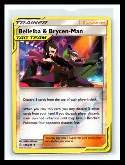 Pokemon Bellelba & Brycen-Man 186/236 Cosmic Eclipse Reverse Holo Near Mint - Image 1