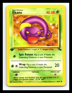 💥 Ekans 46/62 1st Edition Stamp Fossil Rare Non Holo Foil Pokemon 1999 - Image 1