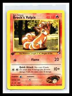 💥 1st Edition Stamp Pokemon Brock's Vulpix 2000 Vintage Gym Heroes 73/132 - Image 1