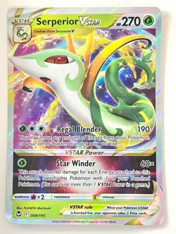 Serperior VStar 008/195 Ultra Rare Silver Tempest - Pokemon TCG - Near Mint NM - Image 1