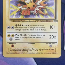 1999 Pokemon TCG Jolteon Jungle 20/64 Regular non holo Rare - NM - Image 4