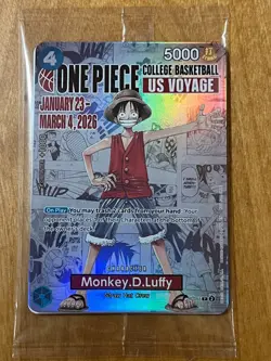 One Piece Monkey D Luffy US Voyage College Basketball Card (x2) and Poster - Image 2