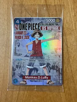 One Piece Monkey D Luffy US Voyage College Basketball Card (x2) and Poster - Image 4