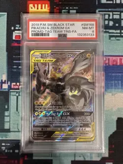 2019 POKEMON SM BLACK STAR PROMO #SM168 FULL ART/PIKACHU & ZEKROM GX PSA 8 - Image 1