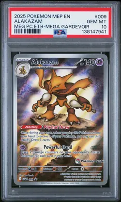 2025 POKEMON MEP EN-ME BLACK STAR PROMO #009 ALAKAZAM PSA 10 - Image 1