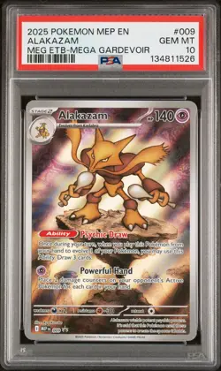 2025 POKEMON MEP EN-ME BLACK STAR PROMO #009 ALAKAZAM PSA 10 - Image 1