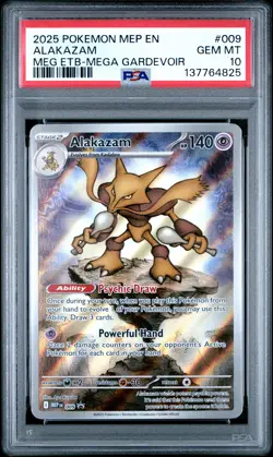 2025 POKEMON MEP EN-ME BLACK STAR PROMO #009 ALAKAZAM PSA 10 - Image 1