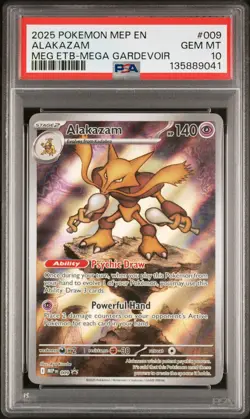 2025 POKEMON MEP EN-ME BLACK STAR PROMO #009 ALAKAZAM PSA 10 - Image 1