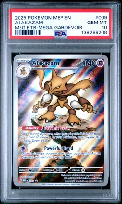 2025 POKEMON MEP EN-ME BLACK STAR PROMO #009 ALAKAZAM PSA 10 - Image 1