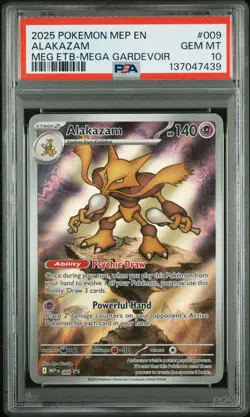 2025 POKEMON MEP EN-ME BLACK STAR PROMO #009 ALAKAZAM PSA 10 - Image 1