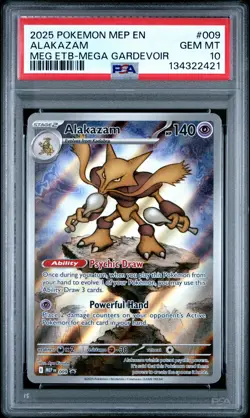 2025 POKEMON MEP EN-ME BLACK STAR PROMO #009 ALAKAZAM PSA 10 - Image 1
