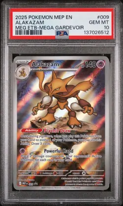 2025 POKEMON MEP EN-ME BLACK STAR PROMO #009 ALAKAZAM PSA 10 - Image 1