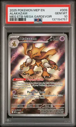 2025 POKEMON MEP EN-ME BLACK STAR PROMO #009 ALAKAZAM PSA 10 - Image 1