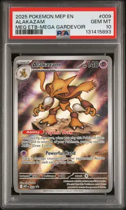 2025 POKEMON MEP EN-ME BLACK STAR PROMO #009 ALAKAZAM PSA 10 - Image 1