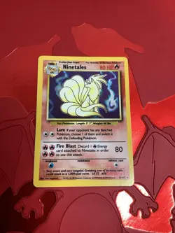 Ninetales Base Set Unlimited Holo Rare Card 012/102 LP-MP Condition - Image 1