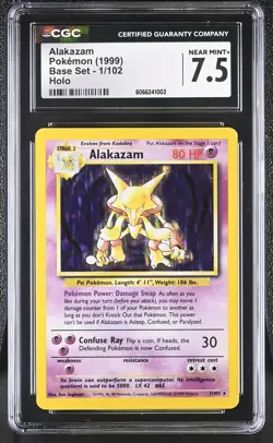 CGC 7.5 Alakazam 1999 Base Set 1/102 Holo Pokemon Card - Image 1