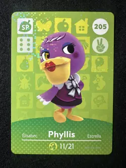 Phyllis #205 Animal Crossing Amiibo Card Series 3 Foil Authentic +Tracking# - Image 1