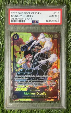 One Piece Monkey.D.Luffy OP10-118 SEC Alternate Art Royal Blood PSA 10 Gem Mint - Image 1