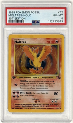 PSA 8 1ST EDITION HOLO ***1999 MOLTRES #12*** POKEMON FOSSIL EVRYTHING - Image 1