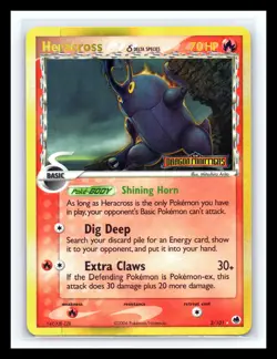 💥 Pokemon Heracross Holo 3/101 EX Dragon Frontiers Delta Species Stamped - Image 1