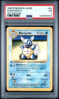 PSA 1 Wartortle 1st Edition Shadowless Base Set 42/102 1999 Pokemon WoTC PR - Image 1
